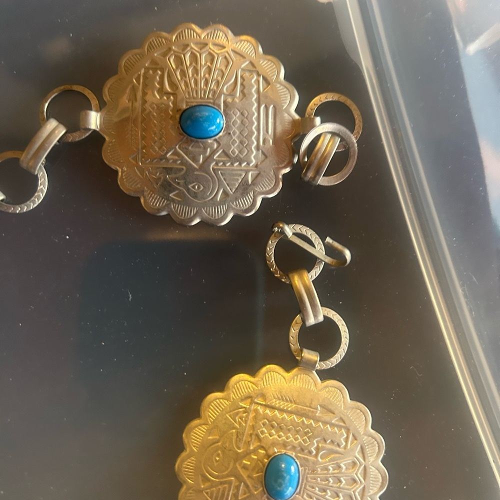 Lightweight silver and Turquoise belt - Picture 2 of 3